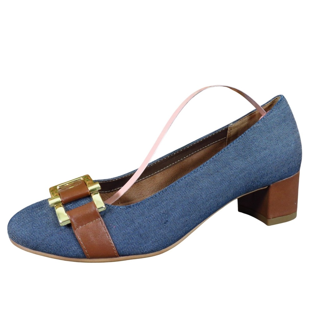 A2 by Aerosoles Sketch Pad Women Heel Size 6.5 Casual Work Blue Denim Fabric